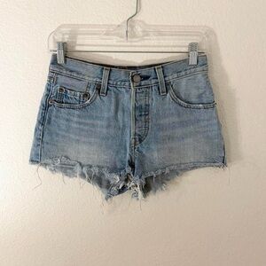 Levi's 501 light wash mid rise denim shorts